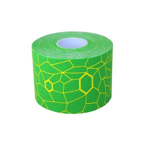 THERABAND Kinesiology Tape, Waterproof Physio Tape for Muscle & Joint Support, Standard Roll with XactStretch Application Indicators, 2 Inch x 16.4 Foot Roll, Electric Green/Yellow - Image 1