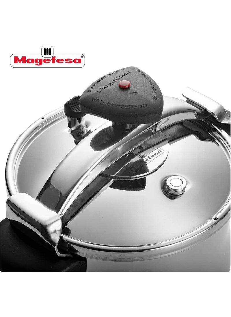 Magefesa 10Liters Magefesa - Pressure cooker Magefesa 01OPSTABO10 Stainless steel 10 Litre |Made from 18/10 stainless steel, highly wear-resistant, 5-layer thermal diffuser base Black, Stainless Steel  - Image 3