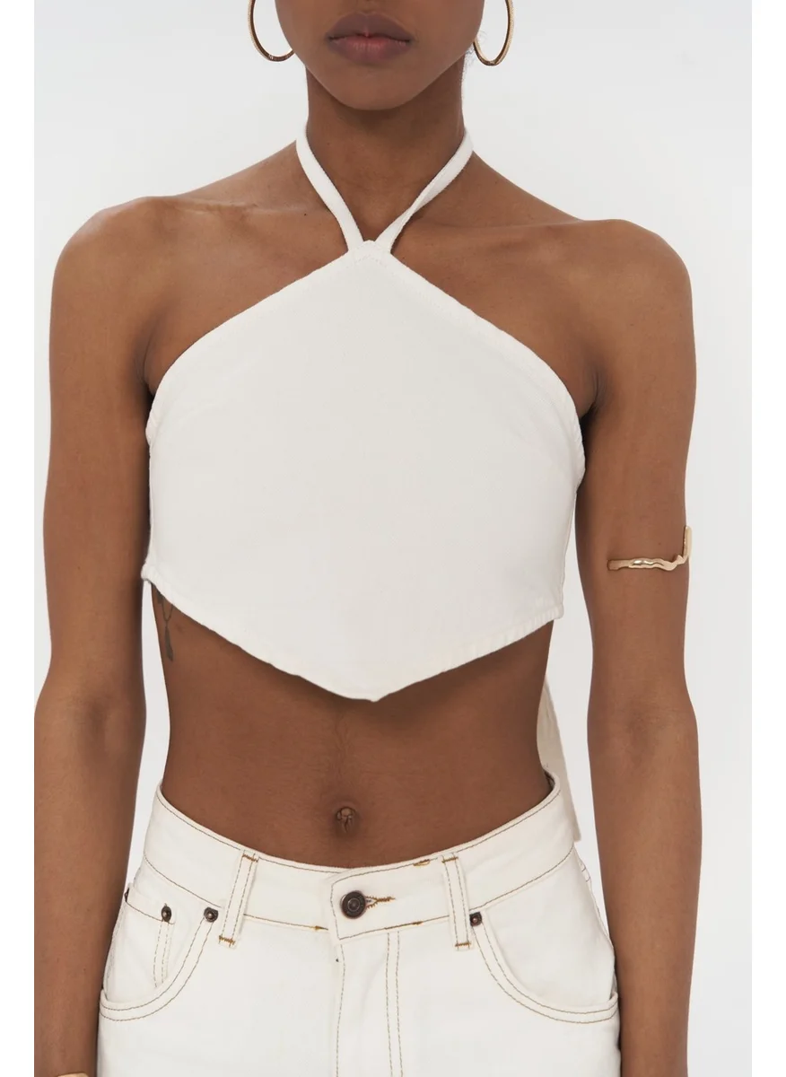 Mai Collection Seday White Triangle Jeans Crop