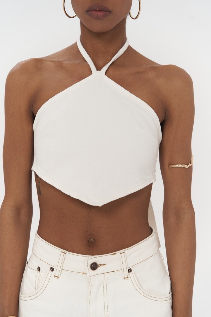 Mai Collection Seday White Triangle Jeans Crop - Image 2