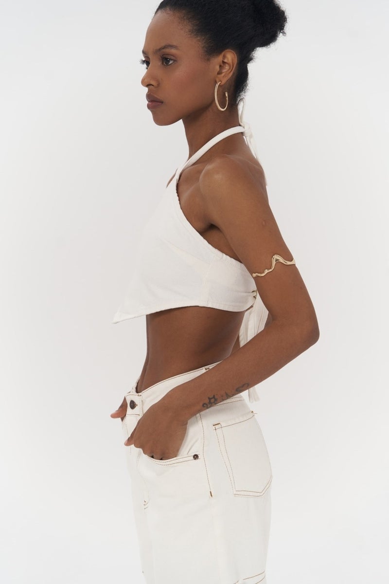 Mai Collection Seday White Triangle Jeans Crop - Image 3