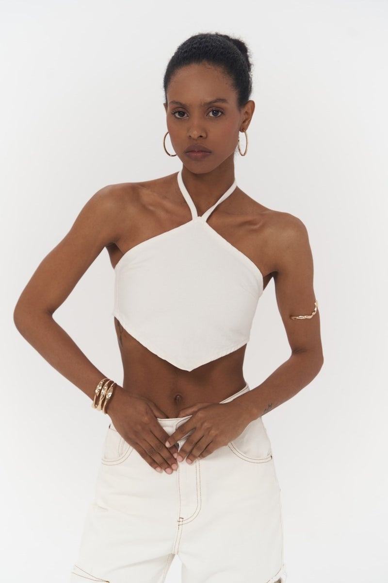 Mai Collection Seday White Triangle Jeans Crop - Image 1