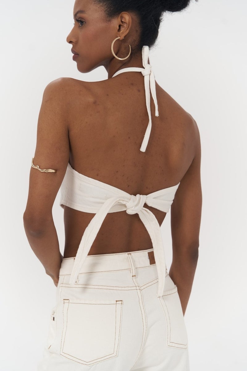 Mai Collection Seday White Triangle Jeans Crop - Image 4