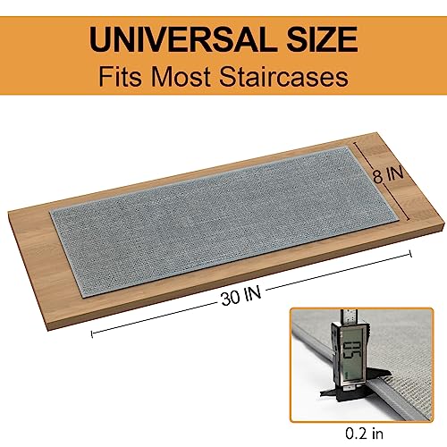 SUMLANS Stair Treads Carpet for Wooden Steps with Non Slip Rubber Backing, 100% Polyester Soft Stairs Resistant Indoor Skid Runner Safety Rugs for Kids Elders and Pets (1, Gray-Dense Knitting, 30" * 8") - Image 2