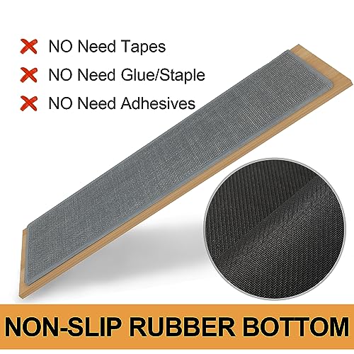 SUMLANS Stair Treads Carpet for Wooden Steps with Non Slip Rubber Backing, 100% Polyester Soft Stairs Resistant Indoor Skid Runner Safety Rugs for Kids Elders and Pets (1, Gray-Dense Knitting, 30" * 8") - Image 4