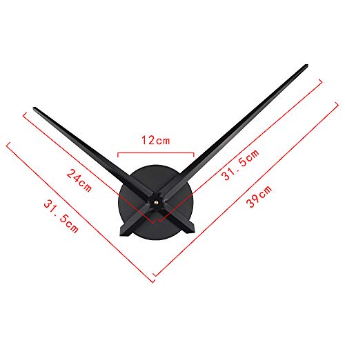 Timelike 3D DIY Wall Clock, 1M Modern Frameless Large 3D DIY Wall Clock Kit Decoration Home for Living Room Bedroom (Black-Black) - Image 5