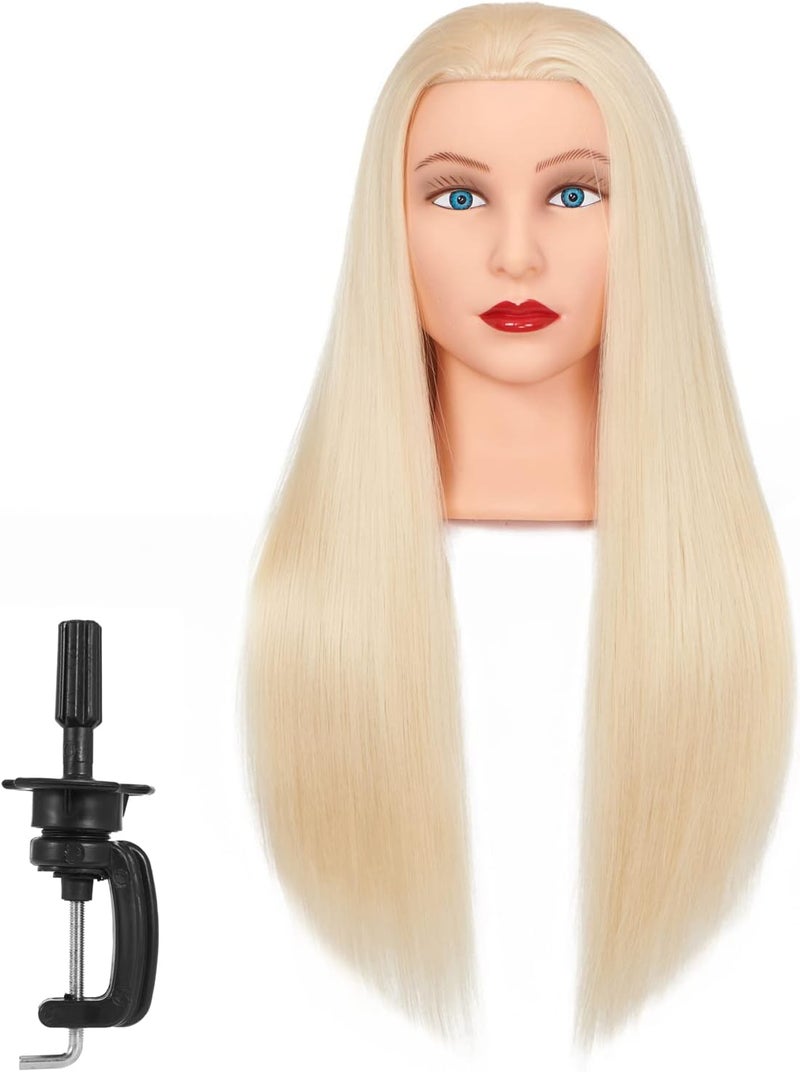 Traininghead 2628 Mannequin Hair Styling Manikin Cosmetology Doll Head Synthetic Fiber Hair with Clamp Holder