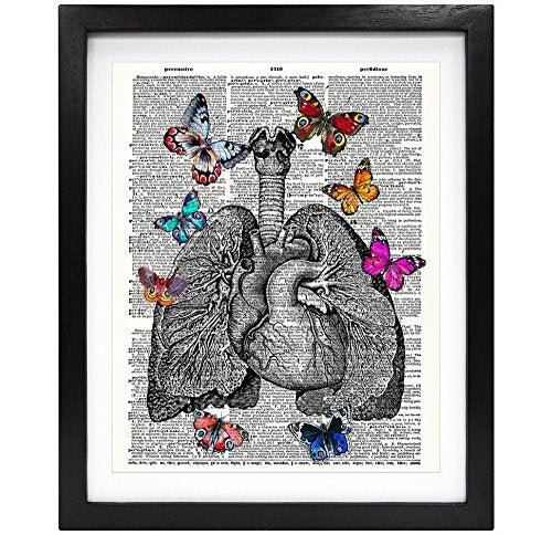 Susie Arts 8X10 Unframed Lungs and Heart Anatomy With Butterflies Upcycled Vintage Dictionary Art Print Book Art Print Home Decor Wall Art V029 - Image 5
