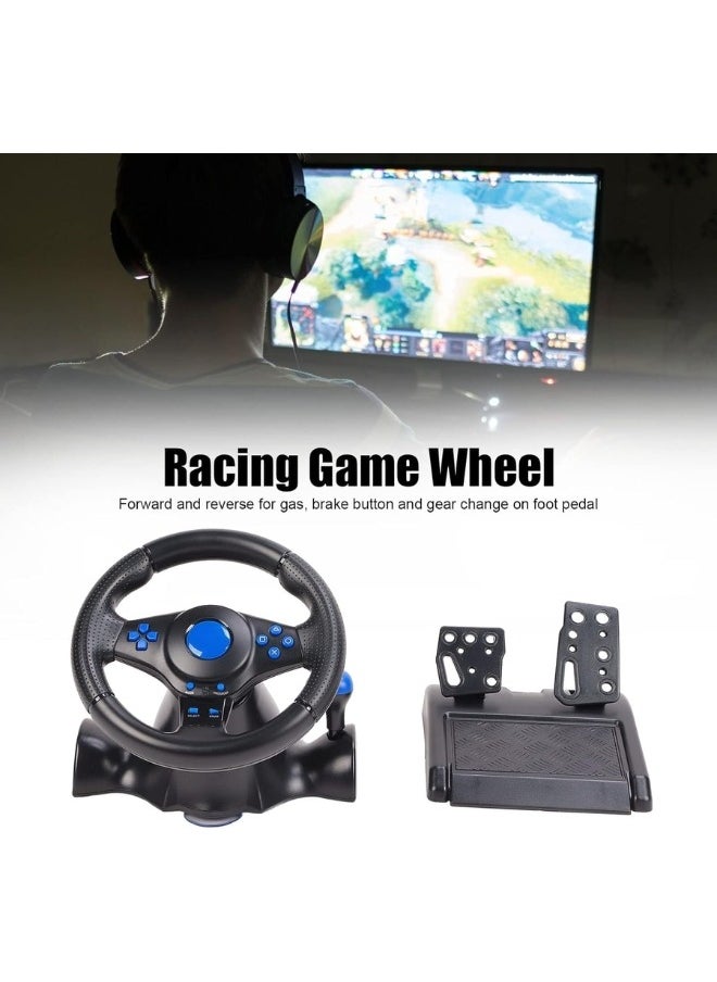 Generic - Racing Steering Wheel and Pedal Set for PC, PS5, PS4, Xbox & Windows – 270° Driving Simulator with Force Feedback, Vibration, Responsive Pedals – Gaming Wheel for Sim Racing & Drift - Image 1