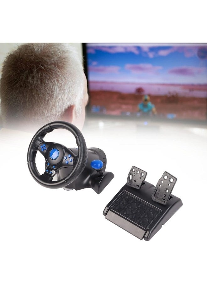 Generic - Racing Steering Wheel and Pedal Set for PC, PS5, PS4, Xbox & Windows – 270° Driving Simulator with Force Feedback, Vibration, Responsive Pedals – Gaming Wheel for Sim Racing & Drift - Image 1