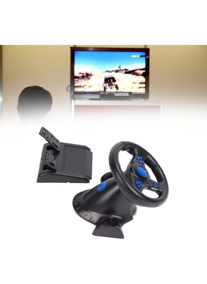 Generic - Racing Steering Wheel and Pedal Set for PC, PS5, PS4, Xbox & Windows – 270° Driving Simulator with Force Feedback, Vibration, Responsive Pedals – Gaming Wheel for Sim Racing & Drift - Image 1