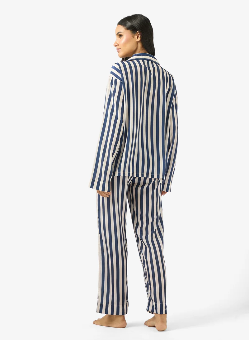 Ginger Stripe Oversize Fit Shirt & Pyjama Set
