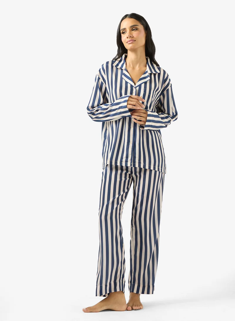 Ginger Stripe Oversize Fit Shirt & Pyjama Set