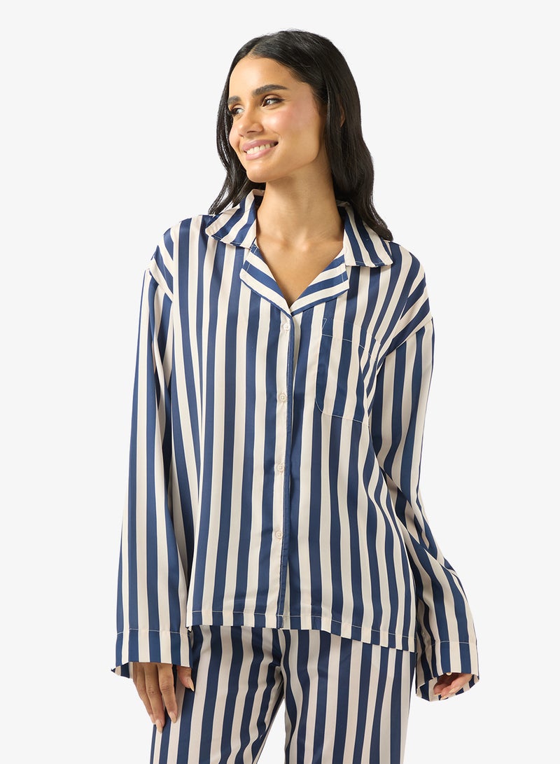 Ginger Stripe Oversize Fit Shirt & Pyjama Set - Image 3