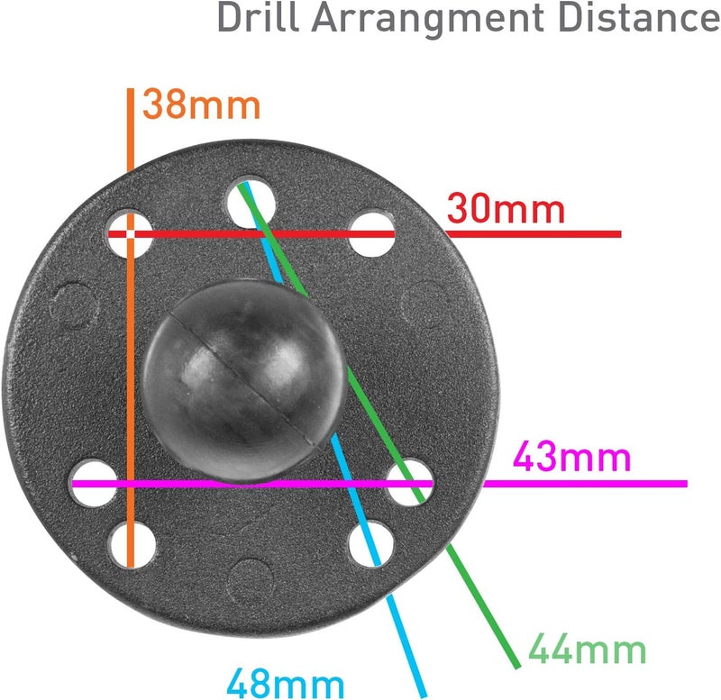 iBOLT 25mm / 1 inch Metal AMPS Round Adapter Plate for Industry Standard Dual Ball Socket mounting arms, 22209 - Image 2