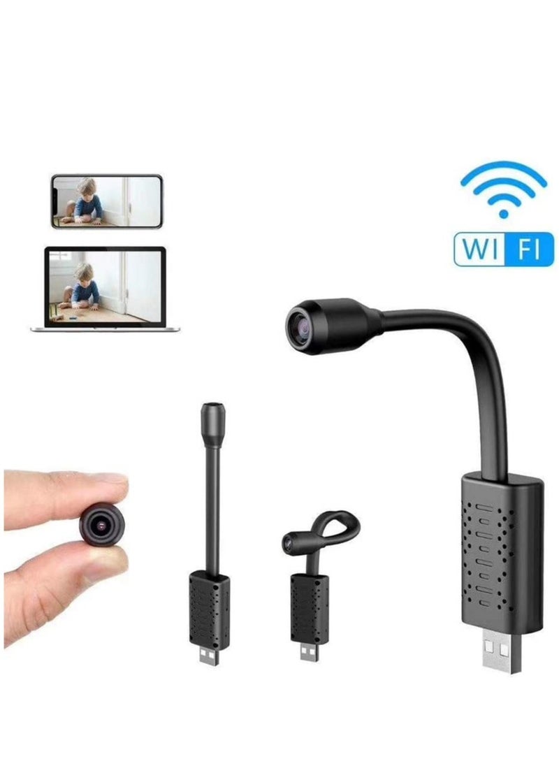 Generic - USB Camera Portable Wifi Camera Mini Wireless USB IP Camera Flexible 360 Degree Video Motion Detection Camera (Black) Electronics Small Wireless Camera - Image 1