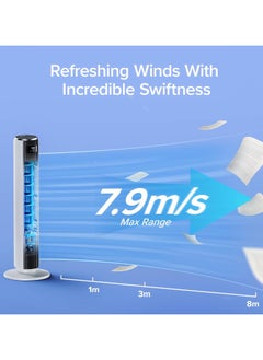 SP LEVOIT 20dB Silent Tower Fan with Remote Control, 7.9m/s Powerful Fan with DC Motor, 26W Energy, 4 Modes 12 Speeds 12H Timer, Advanced Sleep Mode, Front Display, 90° Oscillation  - Image 3