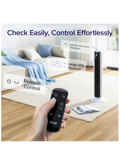 SP LEVOIT 20dB Silent Tower Fan with Remote Control, 7.9m/s Powerful Fan with DC Motor, 26W Energy, 4 Modes 12 Speeds 12H Timer, Advanced Sleep Mode, Front Display, 90° Oscillation  - Image 5