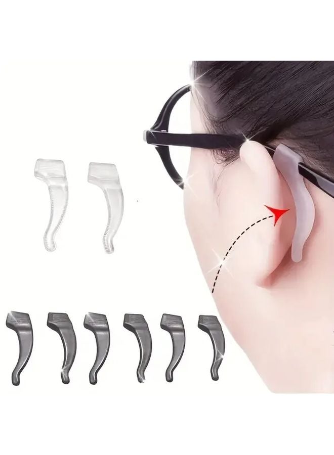 8 قطع سوداء من أغطية صدغ النظارات المضادة للانزلاق، واقيات الأذن اللينة من القماش للنظارات - Image 2