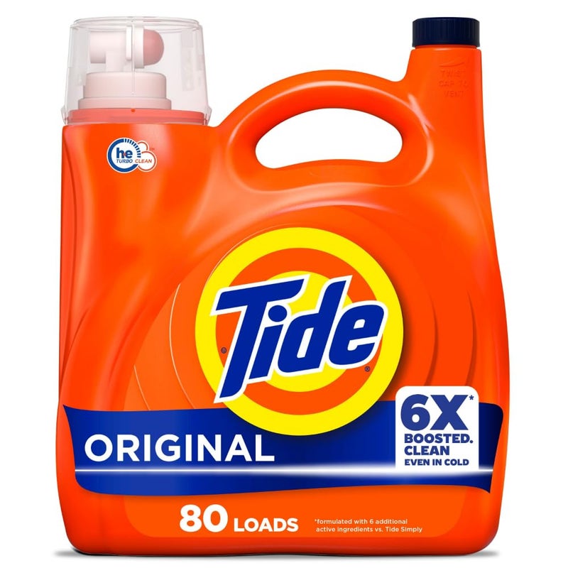 Tide Laundry Detergent Liquid, Original Scent, 80 Loads, 105 FL OZ, Works on 100% of Common Stains, Laundry Soap, Liquid Laundry Detergent - Image 1