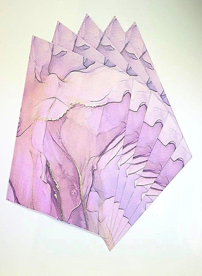 LUDALY Purple Rose Marble Napkins, Paper Napkin 3 Ply 33x33 cm Tissue Napkin Art Painting Dinner Table Napkin For Home And Kitchen Cocktail Party Napkin Color Paper Napkin Pack of 20 Pcs - Image 1