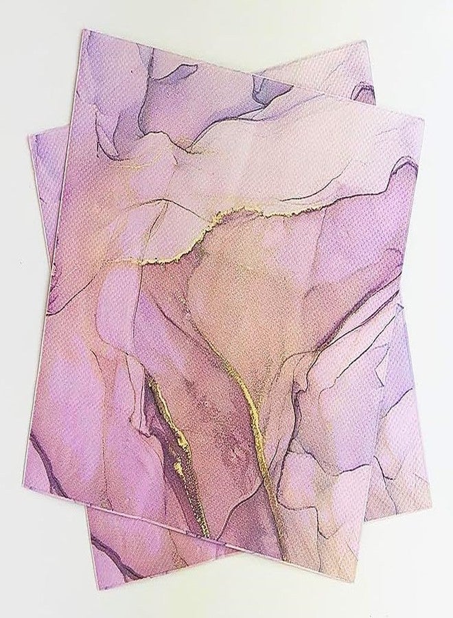 LUDALY Purple Rose Marble Napkins, Paper Napkin 3 Ply 33x33 cm Tissue Napkin Art Painting Dinner Table Napkin For Home And Kitchen Cocktail Party Napkin Color Paper Napkin Pack of 20 Pcs - Image 3