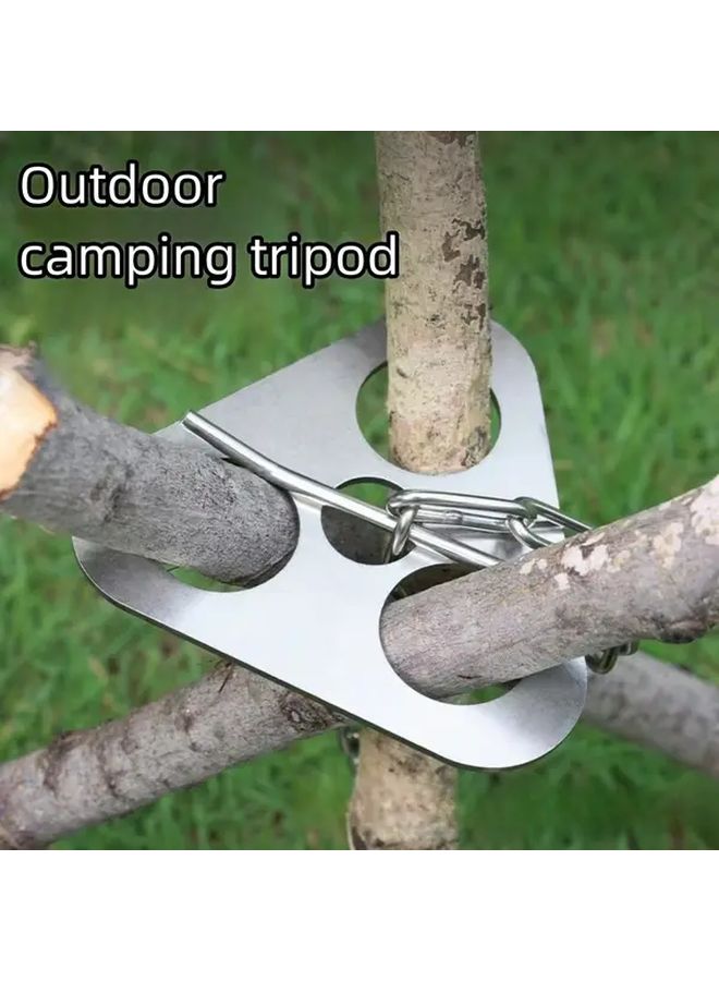 إسكدنيا 3 قطع من حامل الشواء الخارجي من الفولاذ المقاوم للصدأ مع قوس وعاء معلق لمخيمات الشواء - Image 2