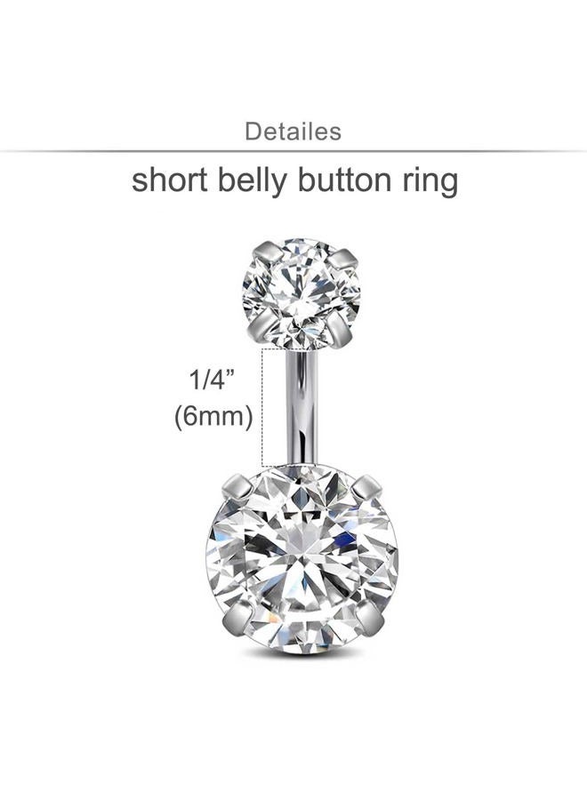 MODRSA Belly Button Ring Belly Rings Surgical Steel Belly Button Rings for Women Navel Piercing Jewelry Silver Gold 6mm 8mm 10mm 12mm, Metal, stainless-steel - Image 2