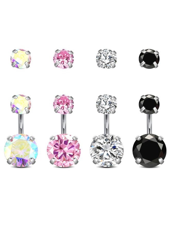 MODRSA Belly Button Ring Belly Rings Surgical Steel Belly Button Rings for Women Navel Piercing Jewelry Silver Gold 6mm 8mm 10mm 12mm, Metal, stainless-steel - Image 1