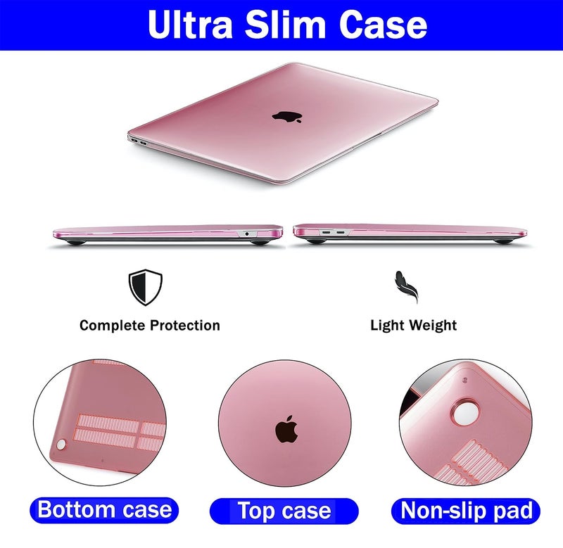 Gioia Bazaar Compatible with MacBook Air 13 inch Case Cover 2010-2017 Release A1369/A1466 Chip, Protective Plastic Hard Shell Case Cover (Pink) - Image 3