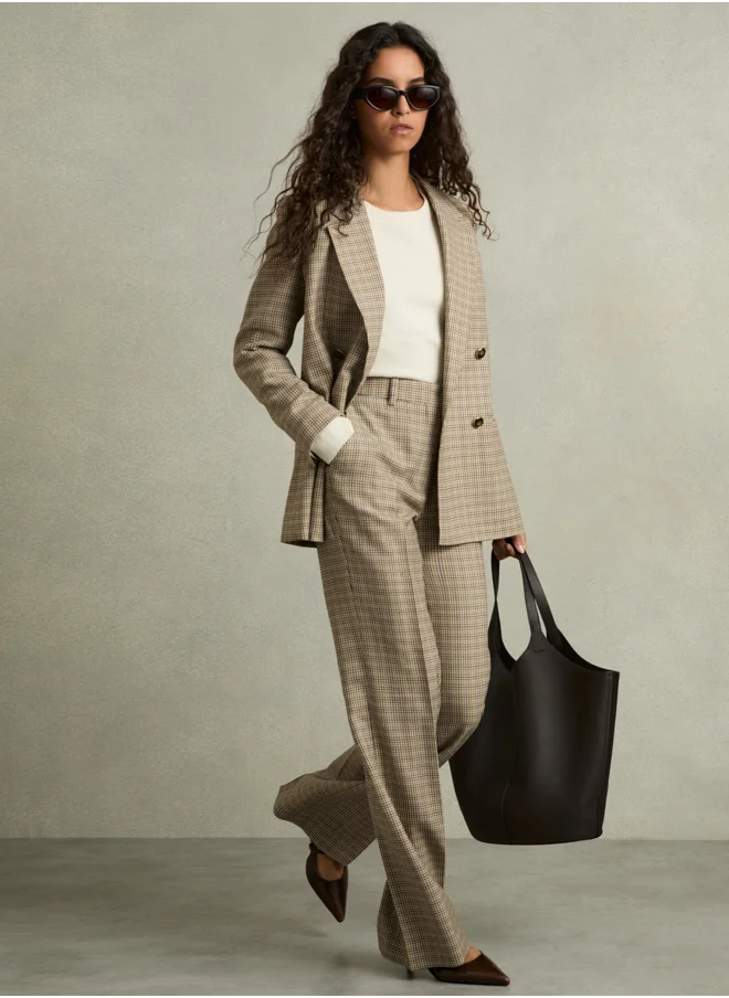 REISS Check Wide Leg Trouser