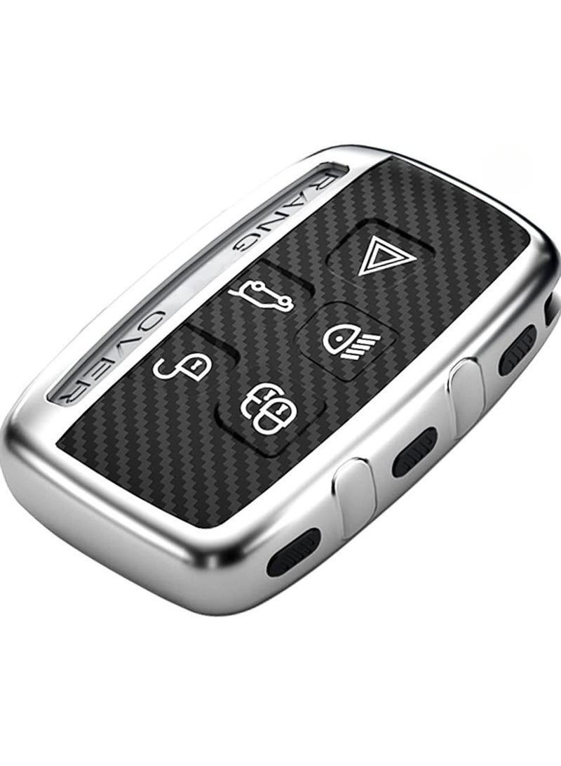 TPU Key Fob Cover for Land Rover Discovery Evoque LR4 Range Rover Sport Jaguar XE XF F-Pace with Alloy Keychain Holder Protector Shell for 5-Button Remote Key - Image 1