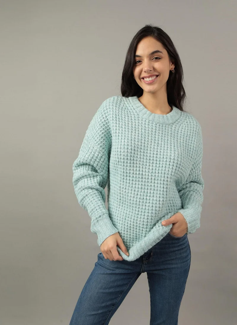 امريكان ايجل AE Oversized Waffle Crewneck Sweater
