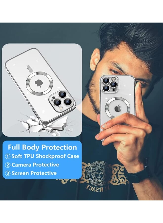 حافظة مغناطيسية لهاتف iPhone 14 Pro Max، حافظة هاتف شفافة [متوافقة مع MagSafe] مع واقي عدسة الكاميرا مضادة للخدش رفيعة مطلية بالكهرباء لهاتف iPhone 14 Pro Max - Image 3