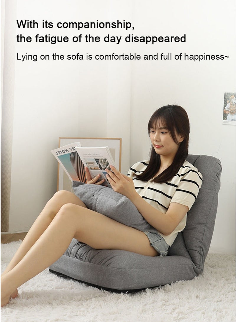 TAPIT Floor Sofa Chair with Back Support, 5-Position Adjustable Backrest Floor Chair, Floor Lounge Chair with Cushion, Folding Gaming Recliner Chair for Gaming, Reading, Sleeping (White) - Image 4