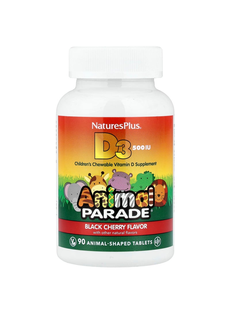Animal Parade, Vitamin D3, Black Cherry, 12.5 mcg (500 IU), 90 Animal-Shaped Tablets