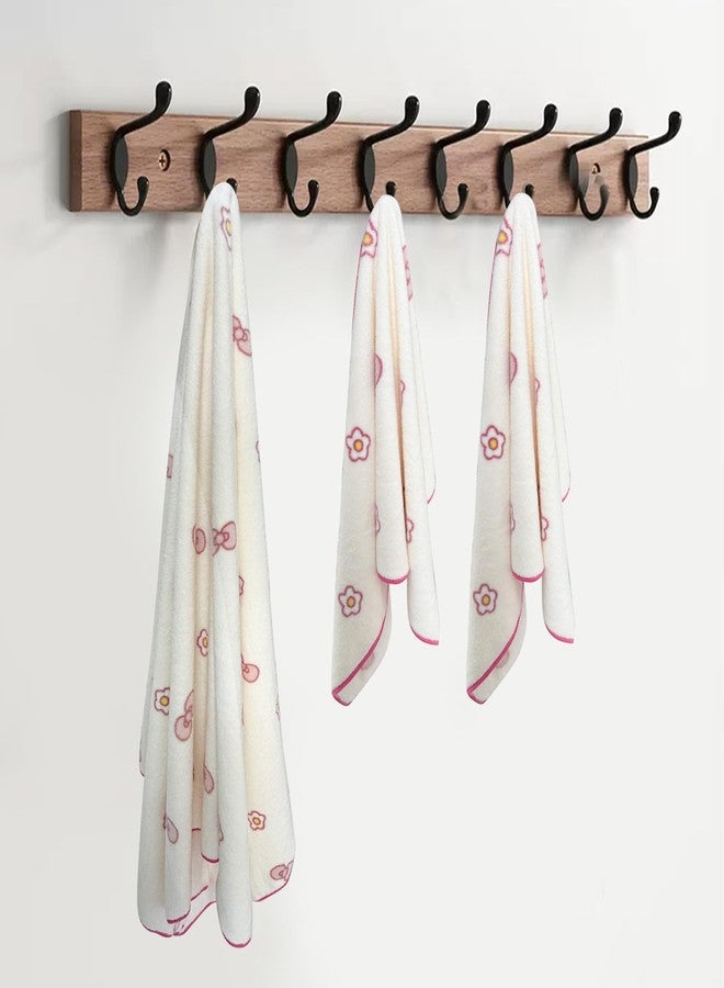 USTIDE Pink Bows and Flowers Print Bath Towel Sets Absorbent Soft Towels for Bathroom Gym Bath Sheets (Bows,1 Bathtowel, 2Hand Towel) - Image 3