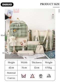DUNISO 5PCS Kids School Backpack Set Canvas Laptop School Bag Sets for Kids with Tote Bag,Shoulder Bag,Pencil Box,Small Bag ,Large-capacity Bookbag for Girls Boys Back to School Supplies  - Image 2