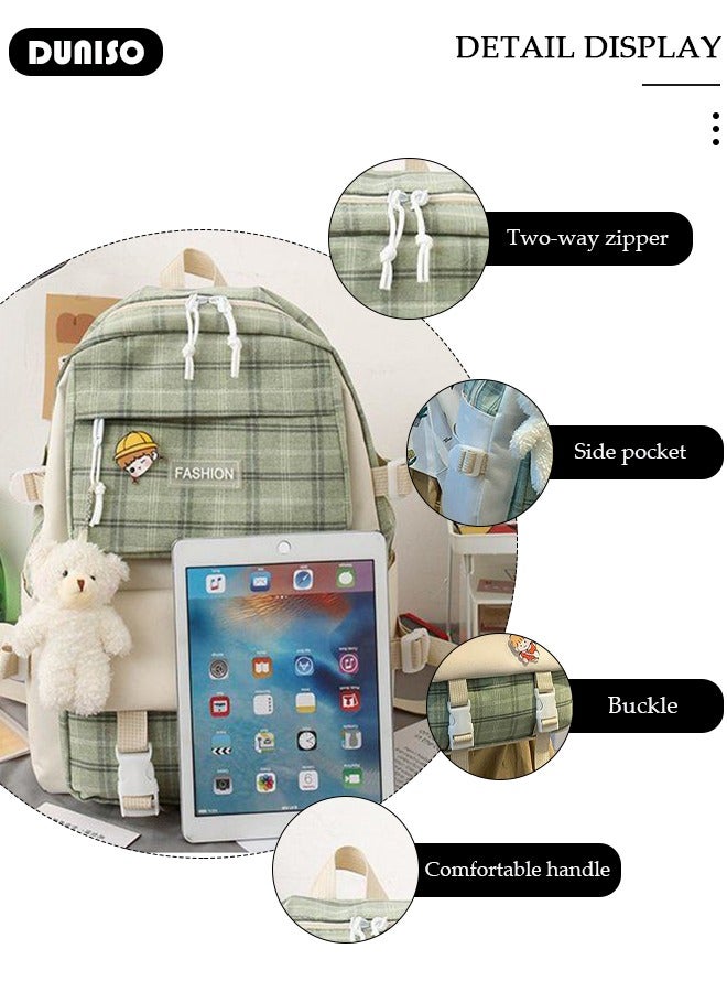 DUNISO 5PCS Kids School Backpack Set Canvas Laptop School Bag Sets for Kids with Tote Bag,Shoulder Bag,Pencil Box,Small Bag ,Large-capacity Bookbag for Girls Boys Back to School Supplies - Image 3