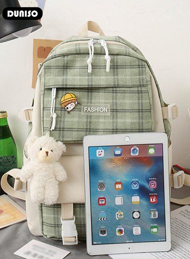 DUNISO 5PCS Kids School Backpack Set Canvas Laptop School Bag Sets for Kids with Tote Bag,Shoulder Bag,Pencil Box,Small Bag ,Large-capacity Bookbag for Girls Boys Back to School Supplies - Image 5