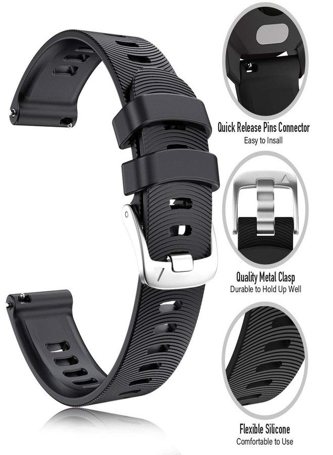 ANCOOL for Garmin Forerunner 245/165/55/645 Watch Band, 20mm Silicone Sport Watch Band Compatible with Garmin Vivoactive 5/3/Venu 2 Plus/Sq 2, for Galaxy Watch 7/6/5/4/FE 40mm 44mm(Black) - Image 3