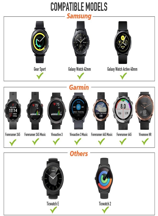 ANCOOL for Garmin Forerunner 245/165/55/645 Watch Band, 20mm Silicone Sport Watch Band Compatible with Garmin Vivoactive 5/3/Venu 2 Plus/Sq 2, for Galaxy Watch 7/6/5/4/FE 40mm 44mm(Black) - Image 2