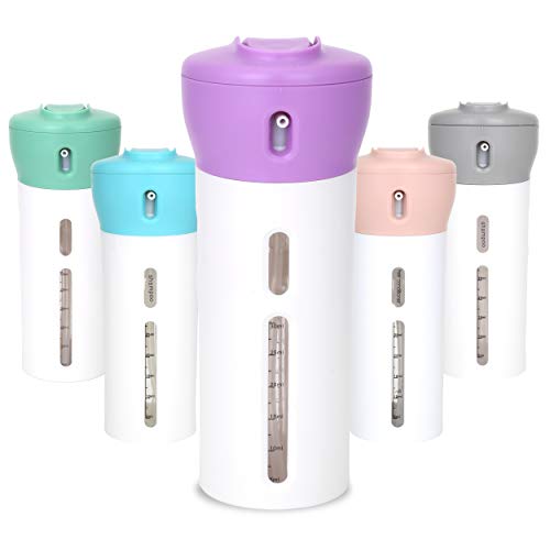 Travigo 4-in-1 Travel Dispenser Bottle, TSA Approved,Includes Four Empty Reusable 1.4 oz. (40 mL) Cosmetic Toiletry Containers for Sanitizer, Soap, Lotions, Skincare, Makeup Products (Purple) - Image 1