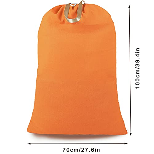 SANFERGE Heavy Duty Laundry Bag with Drawstring and Handle, Extra Large Travel Dirty Clothes Bag for Laundromat and Household, Durable Rip-Stop Laundry Hamper Liner, 28 x 40 Inch by SANFERGE, Orange - Image 2