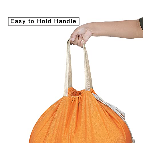 SANFERGE Heavy Duty Laundry Bag with Drawstring and Handle, Extra Large Travel Dirty Clothes Bag for Laundromat and Household, Durable Rip-Stop Laundry Hamper Liner, 28 x 40 Inch by SANFERGE, Orange - Image 3