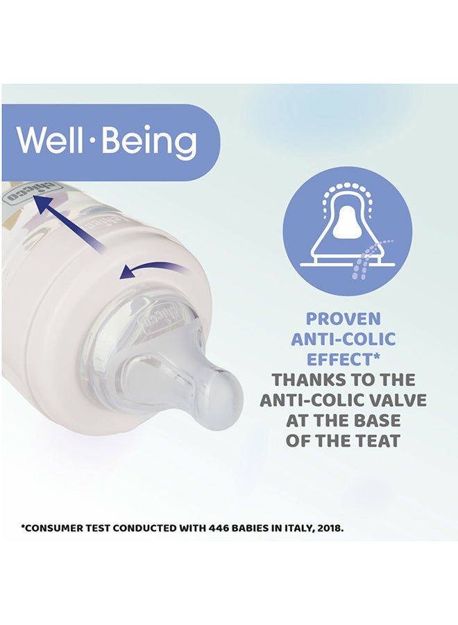 Chicco Well-Being Plastic Feeding Bottle 330ml Fast Flow 4m+ Silicone, Orange - Image 5