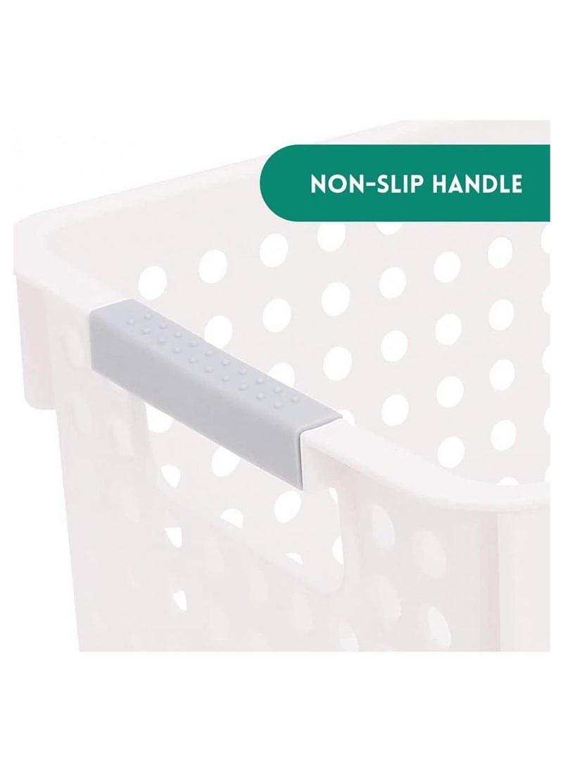 Alissa Set of 4 Small Plastic Storage Baskets with Easy-Grip Handles – Multi-Purpose Organizer Bins for Bathroom, Kitchen, Beauty & Home Use – Compact & Durable (26.5x12.5x10cm)  - Image 3