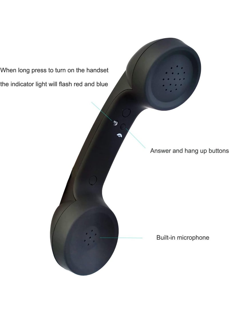 ENJOY-UNIQUE Wireless Retro Telephone Handset and Wire Radiation-Proof Handset Receivers Headphones for a Mobile Phone with Comfortable Call (Black) - Image 4