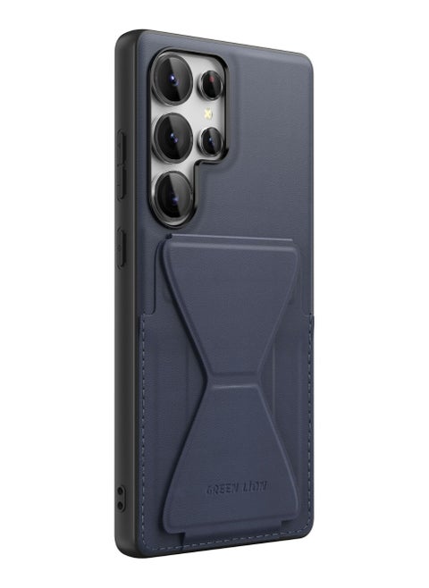 S25 Ultra Case Classio Stand Leather / Camera Protection / Raised Edges / Card Holder / Comfortable Grip / Foldable Stand/ Drop Protection / Anti Scratch Cover - Blue