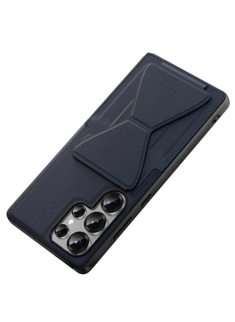 GREEN LION - S25 Ultra Case Classio Stand Leather / Camera Protection / Raised Edges / Card Holder / Comfortable Grip / Foldable Stand/ Drop Protection / Anti Scratch Cover - Blue - Image 1